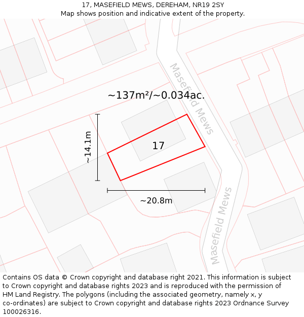 17, MASEFIELD MEWS, DEREHAM, NR19 2SY: Plot and title map