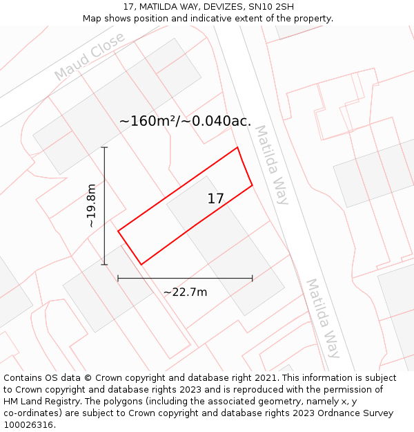 17, MATILDA WAY, DEVIZES, SN10 2SH: Plot and title map