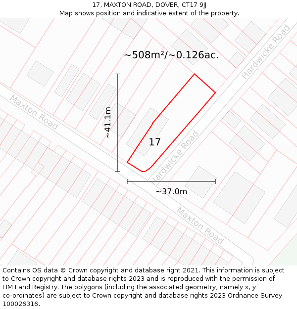 17, MAXTON ROAD, DOVER, CT17 9JJ: Plot and title map