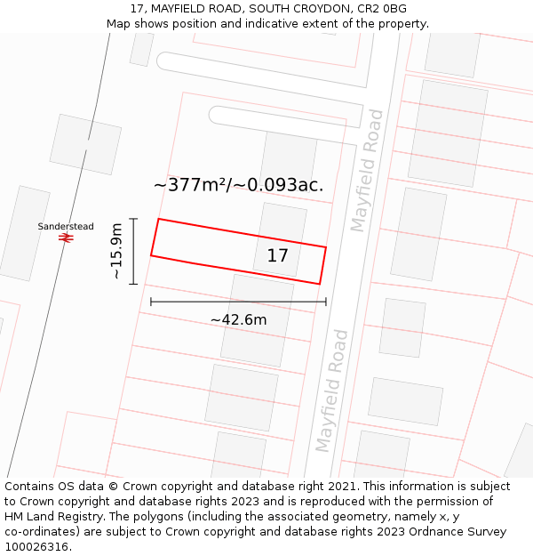 17, MAYFIELD ROAD, SOUTH CROYDON, CR2 0BG: Plot and title map