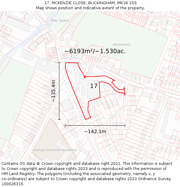 17, MCKENZIE CLOSE, BUCKINGHAM, MK18 1SS: Plot and title map