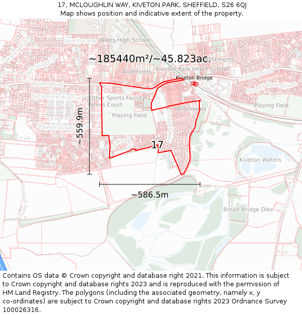 17, MCLOUGHLIN WAY, KIVETON PARK, SHEFFIELD, S26 6QJ: Plot and title map