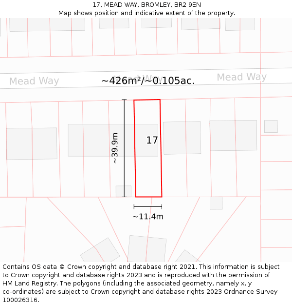 17, MEAD WAY, BROMLEY, BR2 9EN: Plot and title map