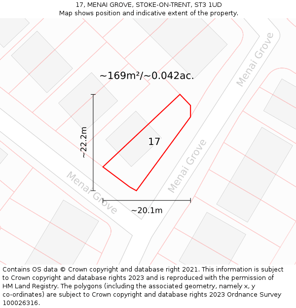17, MENAI GROVE, STOKE-ON-TRENT, ST3 1UD: Plot and title map