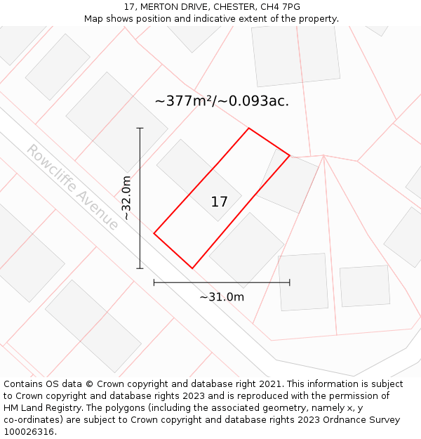 17, MERTON DRIVE, CHESTER, CH4 7PG: Plot and title map