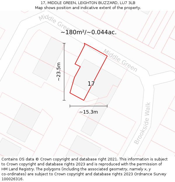 17, MIDDLE GREEN, LEIGHTON BUZZARD, LU7 3LB: Plot and title map