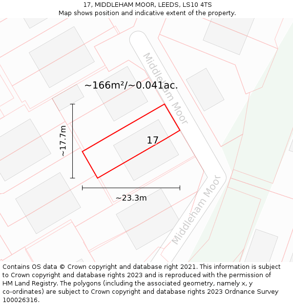 17, MIDDLEHAM MOOR, LEEDS, LS10 4TS: Plot and title map