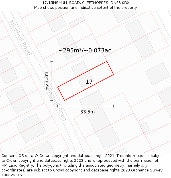 17, MINSHULL ROAD, CLEETHORPES, DN35 0DX: Plot and title map