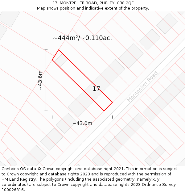 17, MONTPELIER ROAD, PURLEY, CR8 2QE: Plot and title map