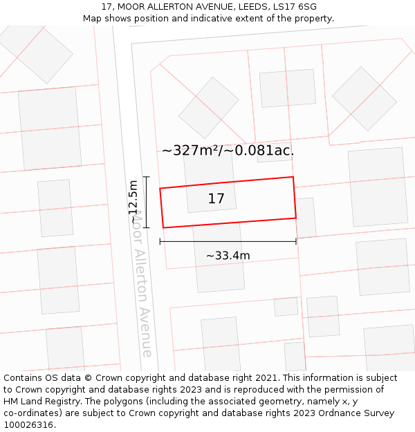 17, MOOR ALLERTON AVENUE, LEEDS, LS17 6SG: Plot and title map