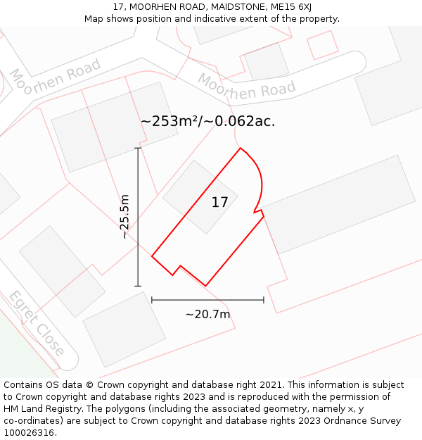 17, MOORHEN ROAD, MAIDSTONE, ME15 6XJ: Plot and title map
