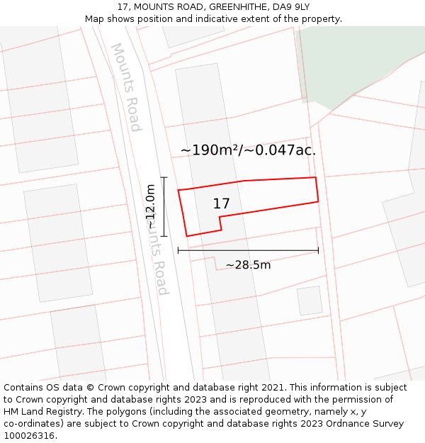 17, MOUNTS ROAD, GREENHITHE, DA9 9LY: Plot and title map