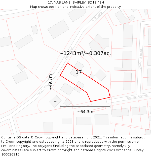 17, NAB LANE, SHIPLEY, BD18 4EH: Plot and title map
