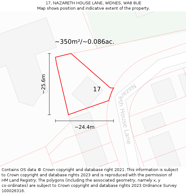 17, NAZARETH HOUSE LANE, WIDNES, WA8 8UE: Plot and title map