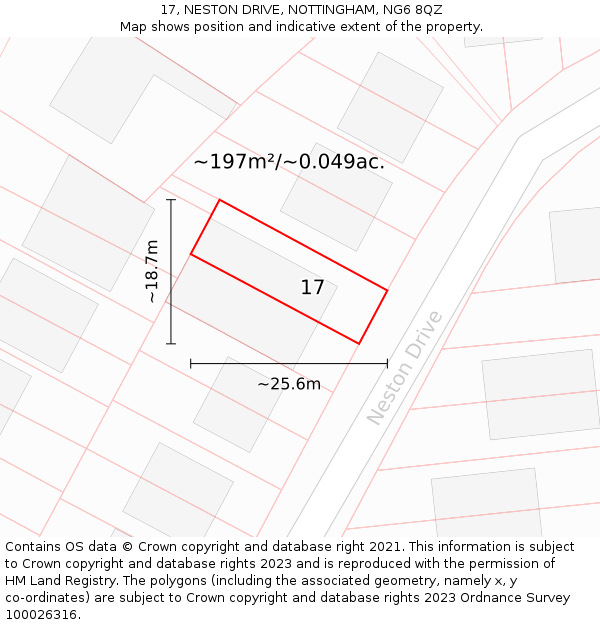 17, NESTON DRIVE, NOTTINGHAM, NG6 8QZ: Plot and title map