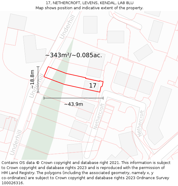 17, NETHERCROFT, LEVENS, KENDAL, LA8 8LU: Plot and title map