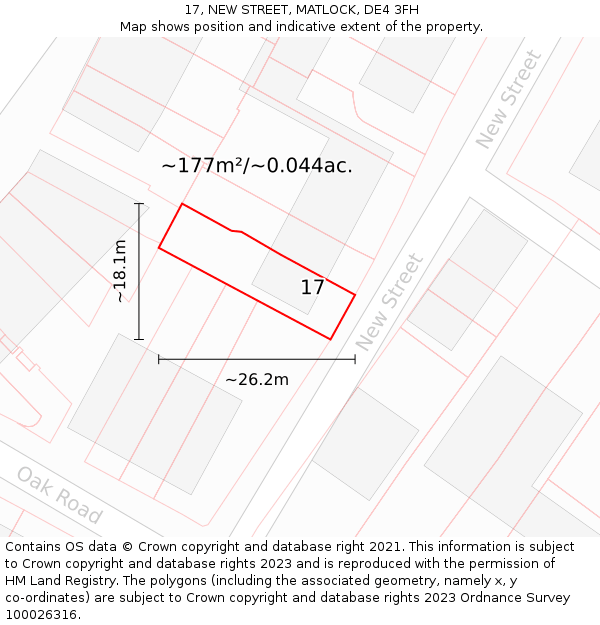 17, NEW STREET, MATLOCK, DE4 3FH: Plot and title map