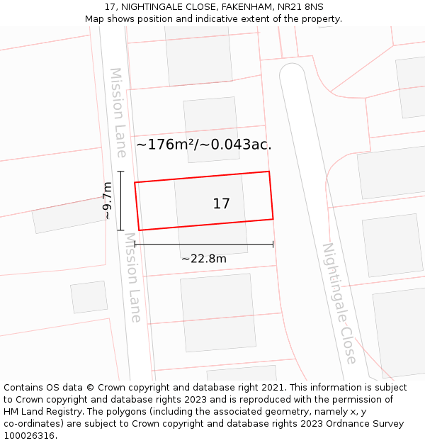 17, NIGHTINGALE CLOSE, FAKENHAM, NR21 8NS: Plot and title map