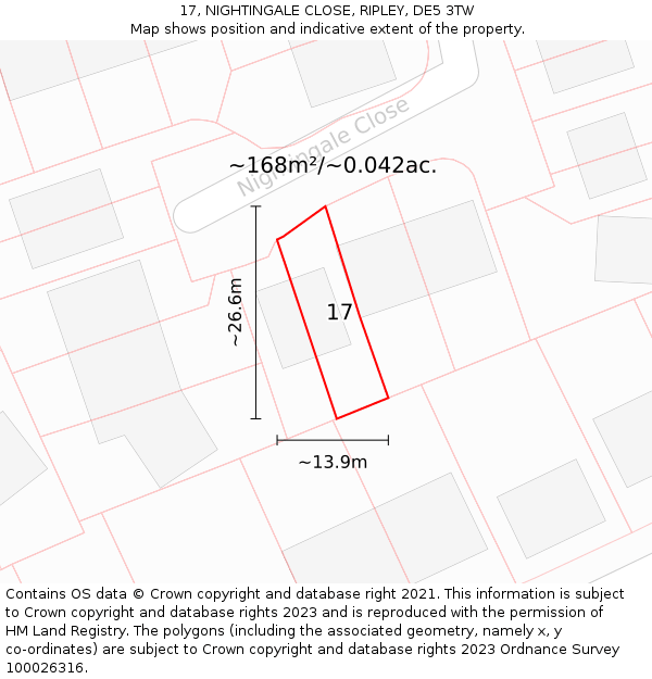 17, NIGHTINGALE CLOSE, RIPLEY, DE5 3TW: Plot and title map