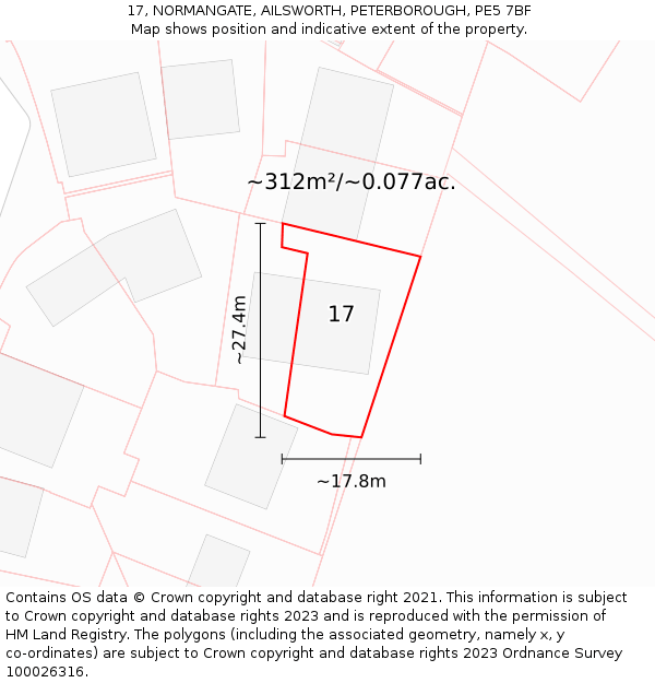 17, NORMANGATE, AILSWORTH, PETERBOROUGH, PE5 7BF: Plot and title map