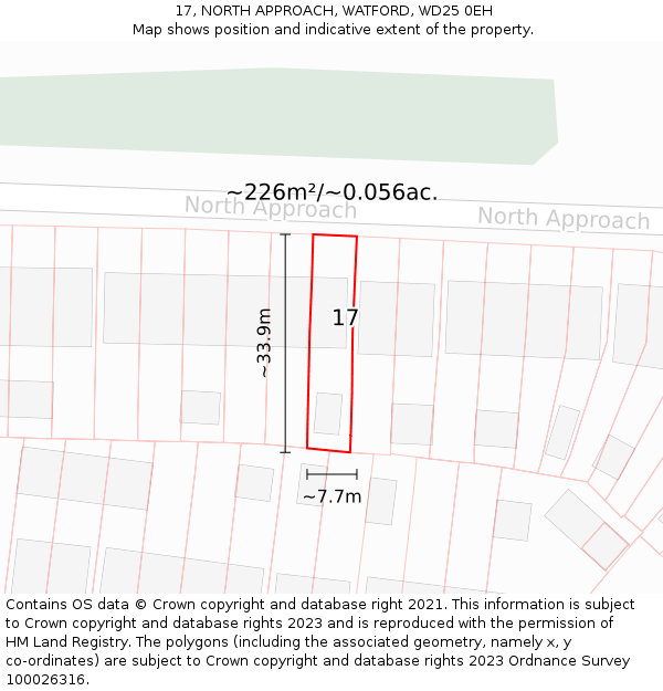 17, NORTH APPROACH, WATFORD, WD25 0EH: Plot and title map