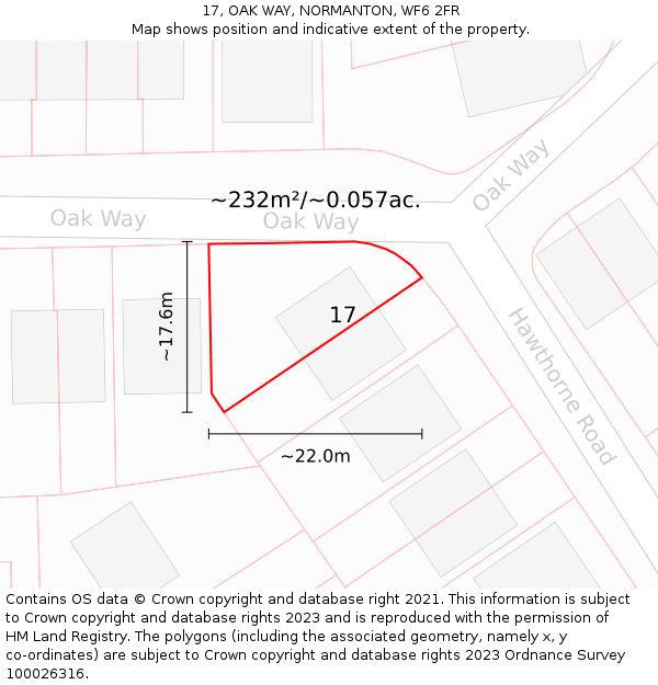 17, OAK WAY, NORMANTON, WF6 2FR: Plot and title map