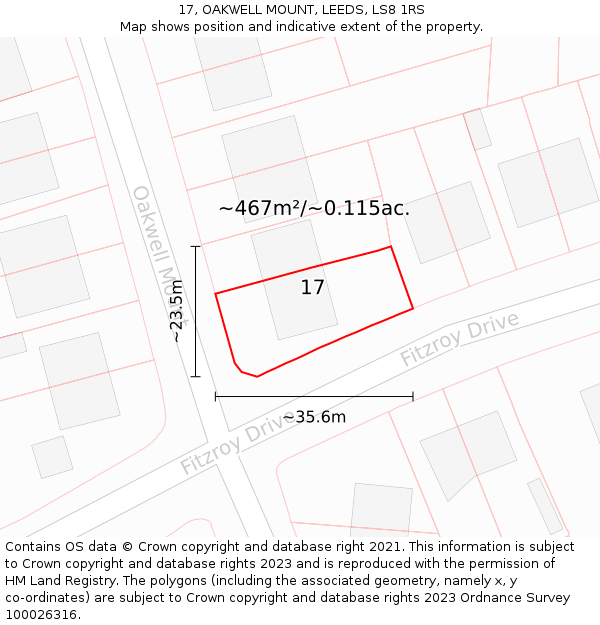 17, OAKWELL MOUNT, LEEDS, LS8 1RS: Plot and title map