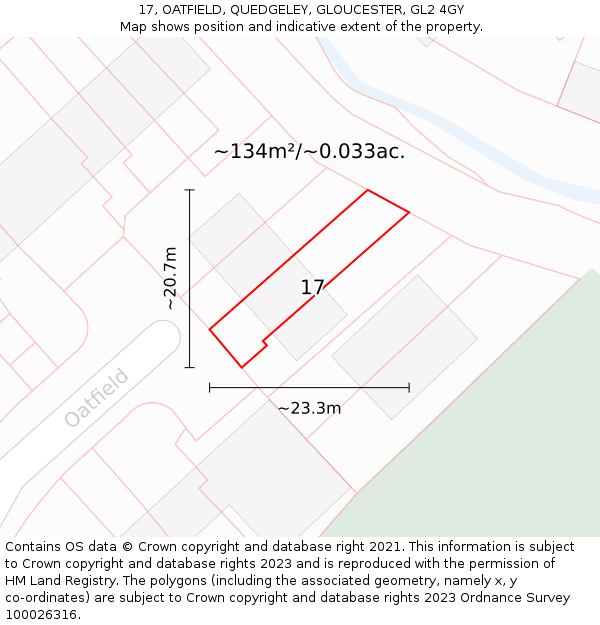 17, OATFIELD, QUEDGELEY, GLOUCESTER, GL2 4GY: Plot and title map