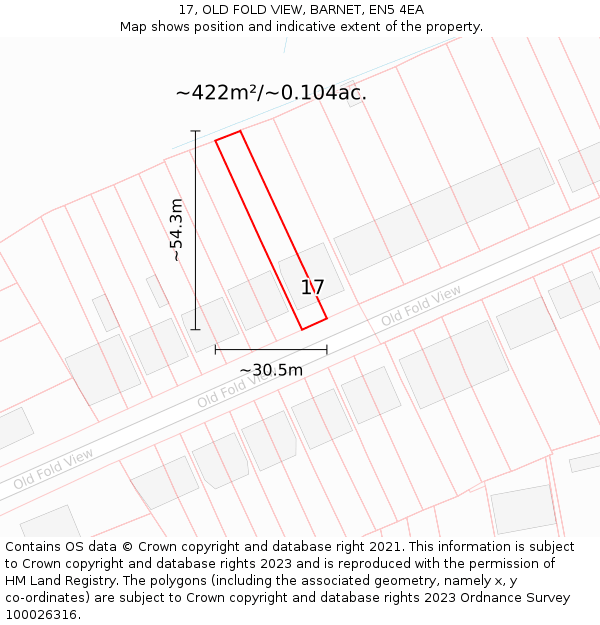17, OLD FOLD VIEW, BARNET, EN5 4EA: Plot and title map