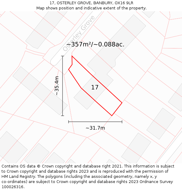 17, OSTERLEY GROVE, BANBURY, OX16 9LR: Plot and title map
