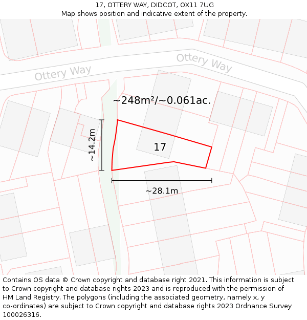17, OTTERY WAY, DIDCOT, OX11 7UG: Plot and title map