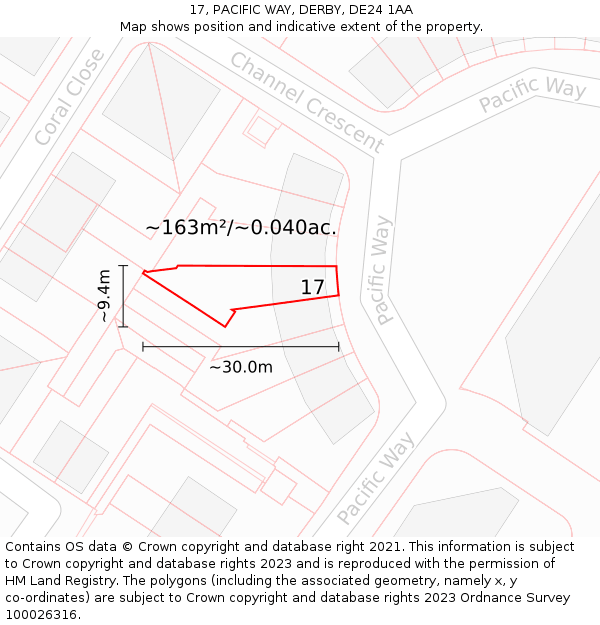 17, PACIFIC WAY, DERBY, DE24 1AA: Plot and title map