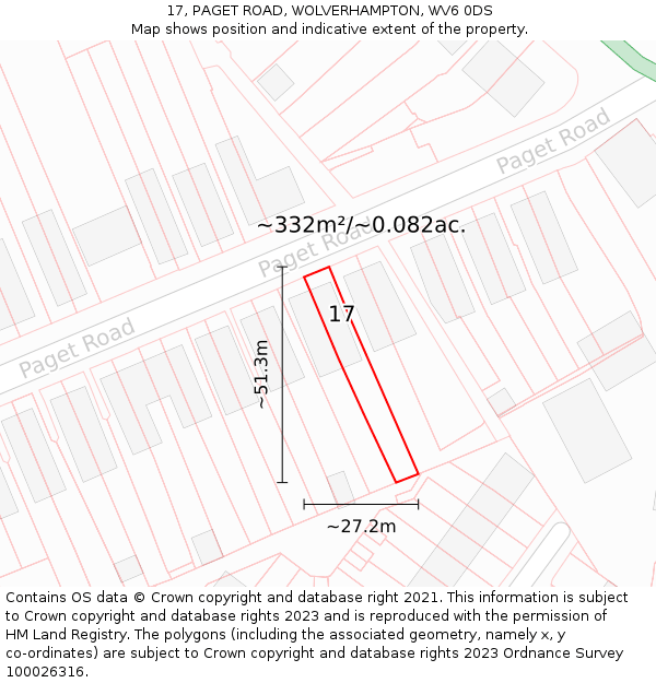 17, PAGET ROAD, WOLVERHAMPTON, WV6 0DS: Plot and title map