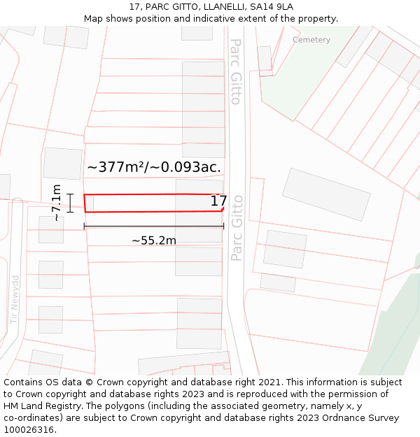 17, PARC GITTO, LLANELLI, SA14 9LA: Plot and title map