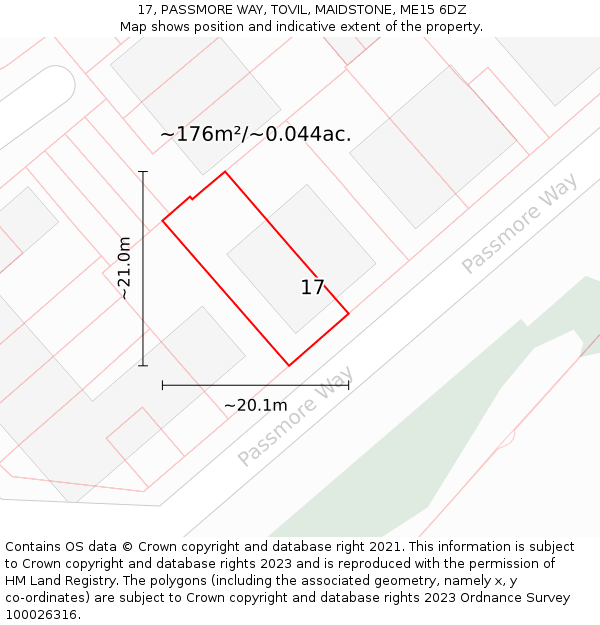 17, PASSMORE WAY, TOVIL, MAIDSTONE, ME15 6DZ: Plot and title map
