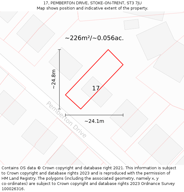 17, PEMBERTON DRIVE, STOKE-ON-TRENT, ST3 7JU: Plot and title map