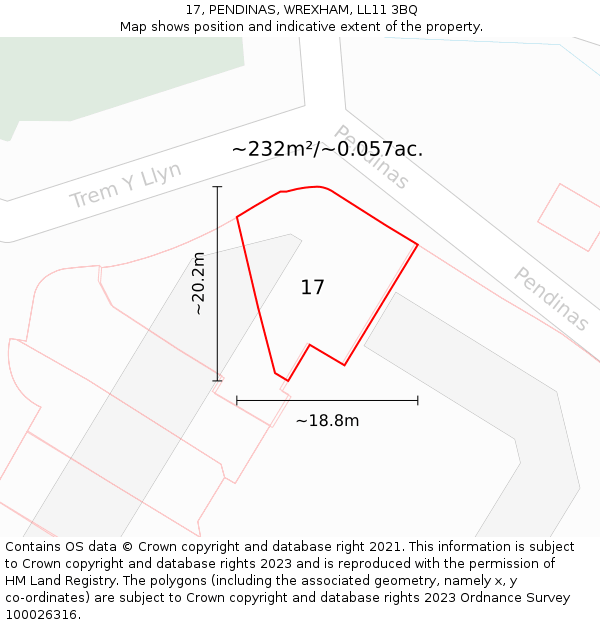17, PENDINAS, WREXHAM, LL11 3BQ: Plot and title map