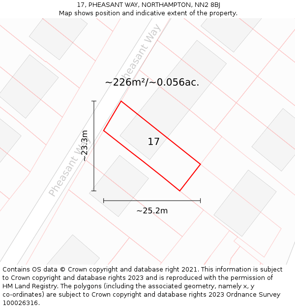 17, PHEASANT WAY, NORTHAMPTON, NN2 8BJ: Plot and title map