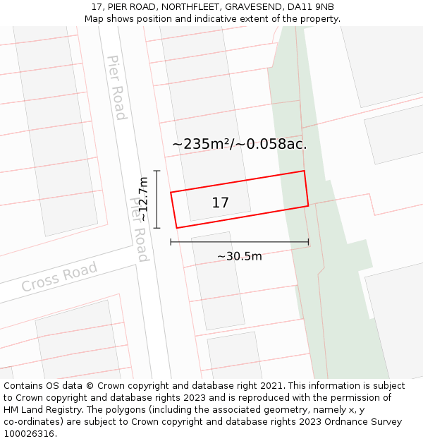 17, PIER ROAD, NORTHFLEET, GRAVESEND, DA11 9NB: Plot and title map