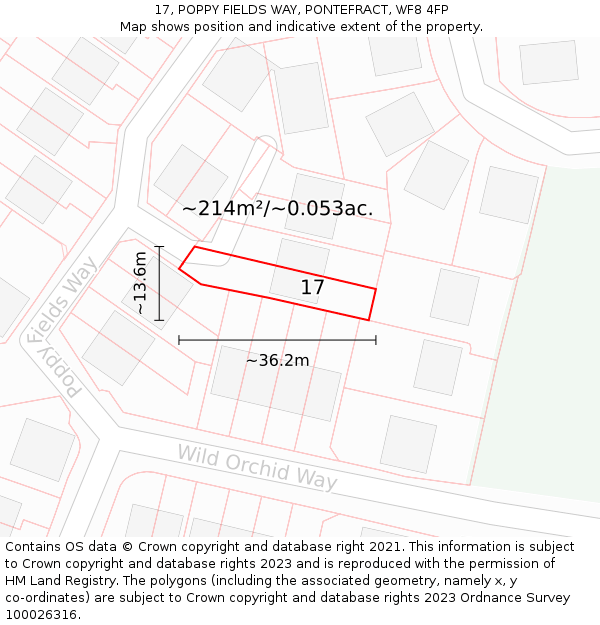17, POPPY FIELDS WAY, PONTEFRACT, WF8 4FP: Plot and title map