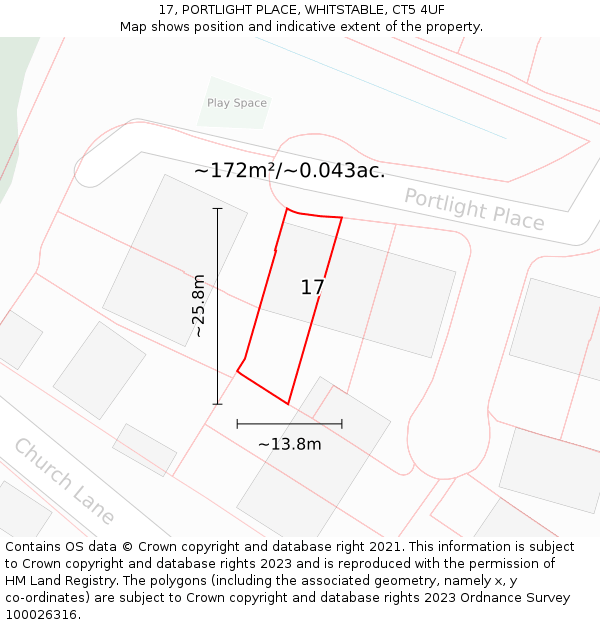 17, PORTLIGHT PLACE, WHITSTABLE, CT5 4UF: Plot and title map