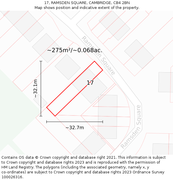 17, RAMSDEN SQUARE, CAMBRIDGE, CB4 2BN: Plot and title map