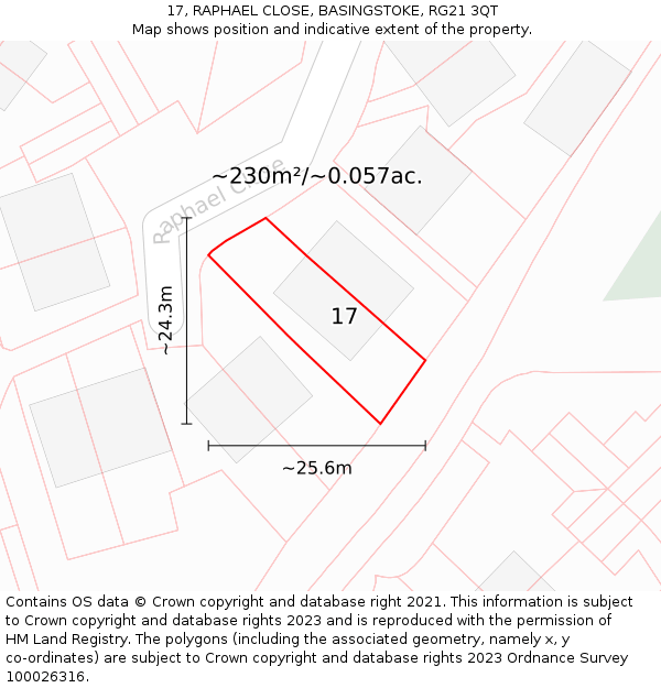 17, RAPHAEL CLOSE, BASINGSTOKE, RG21 3QT: Plot and title map