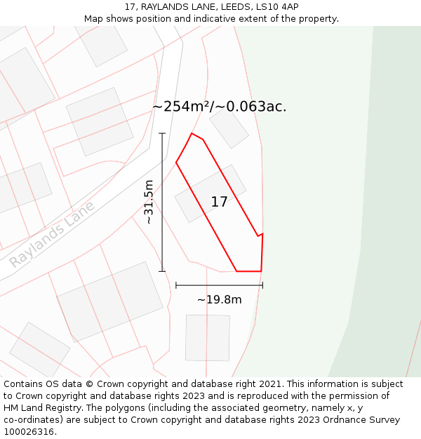 17, RAYLANDS LANE, LEEDS, LS10 4AP: Plot and title map