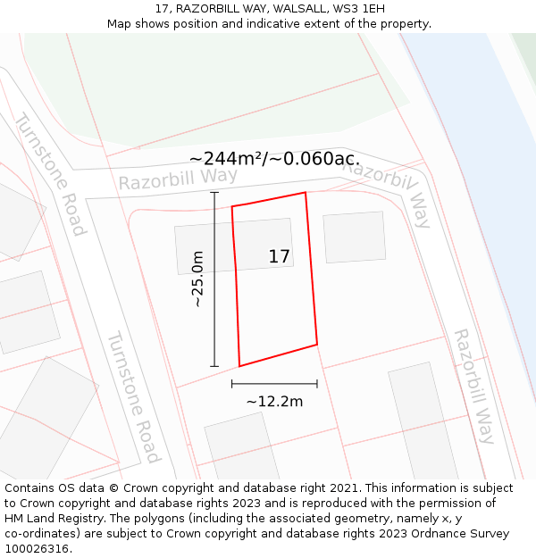 17, RAZORBILL WAY, WALSALL, WS3 1EH: Plot and title map