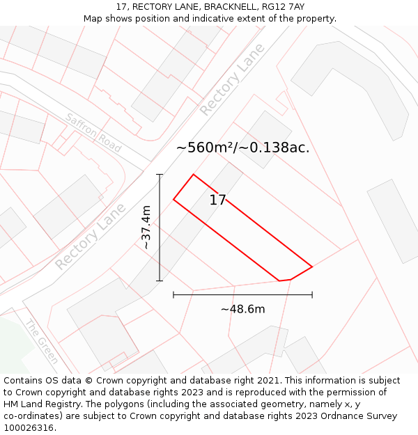 17, RECTORY LANE, BRACKNELL, RG12 7AY: Plot and title map