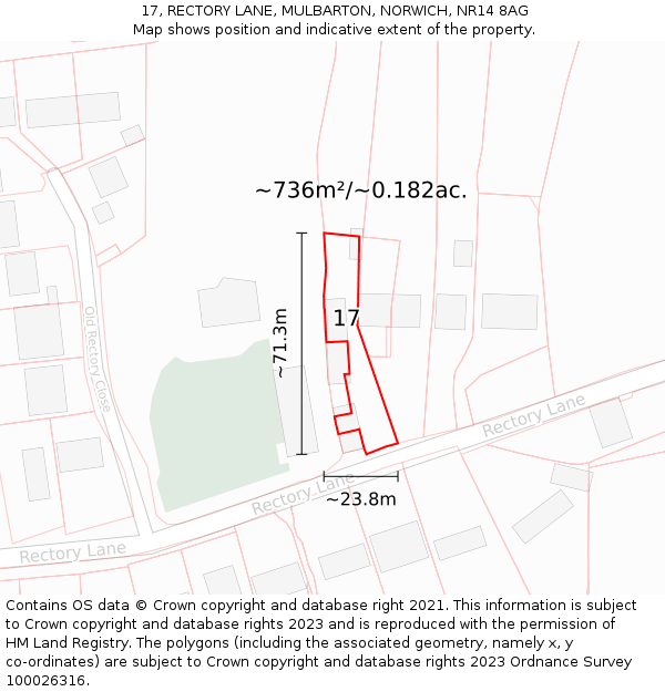 17, RECTORY LANE, MULBARTON, NORWICH, NR14 8AG: Plot and title map