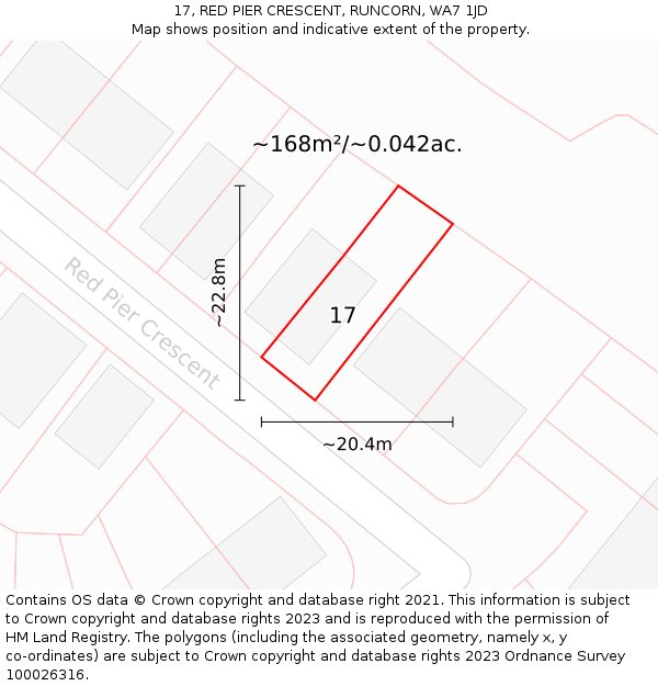 17, RED PIER CRESCENT, RUNCORN, WA7 1JD: Plot and title map