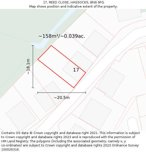 17, REED CLOSE, HASSOCKS, BN6 9FG: Plot and title map