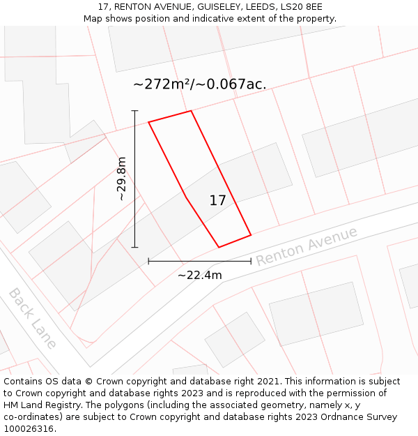 17, RENTON AVENUE, GUISELEY, LEEDS, LS20 8EE: Plot and title map